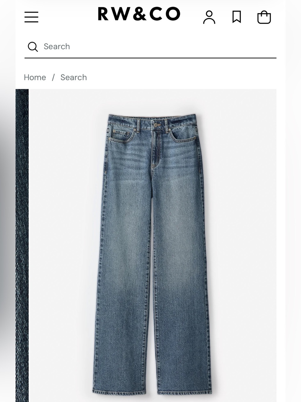 RW & Co. Long Medium Wash High Waisted Wide Leg Jeans, 30